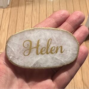 Helen Personalized White and Gold Name Stone